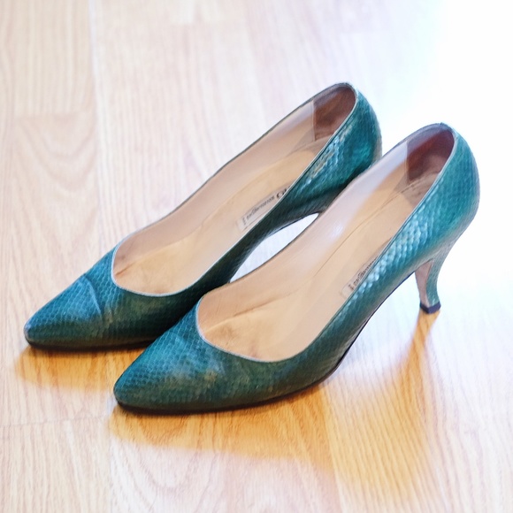 Vintage Tokio Kumagai Alligator Green Leather Heel - Picture 1 of 6